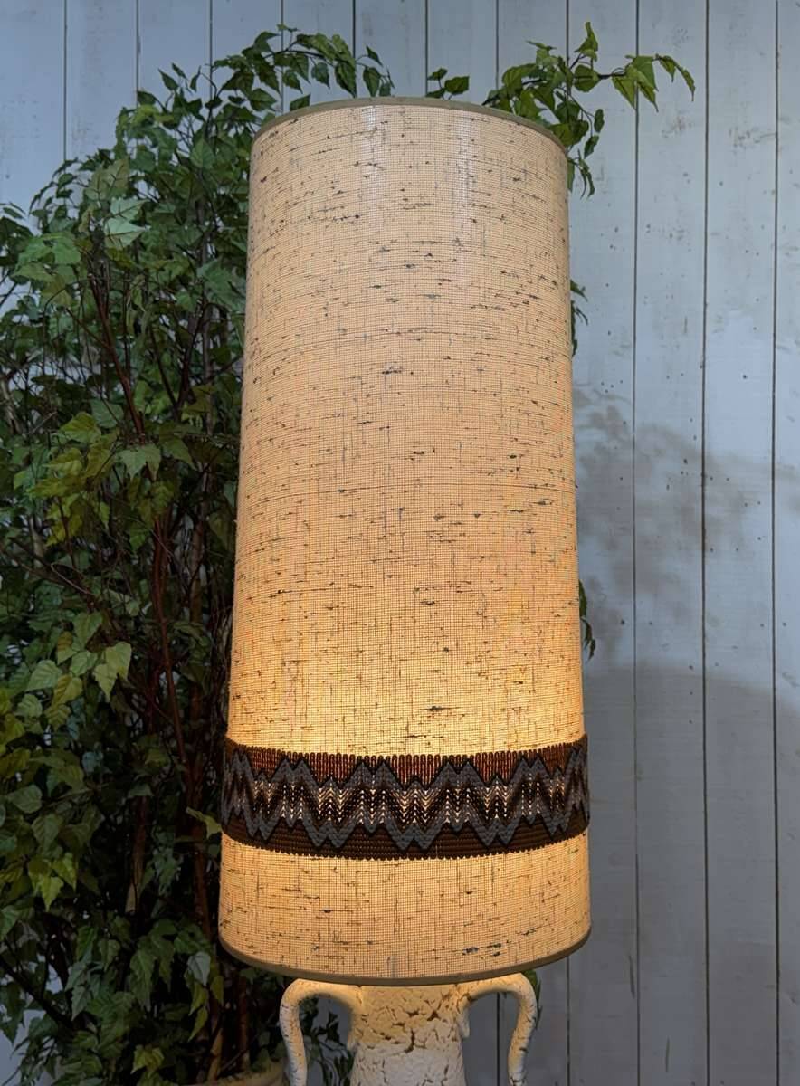 1970s lamp in white ceramic with its period shade.