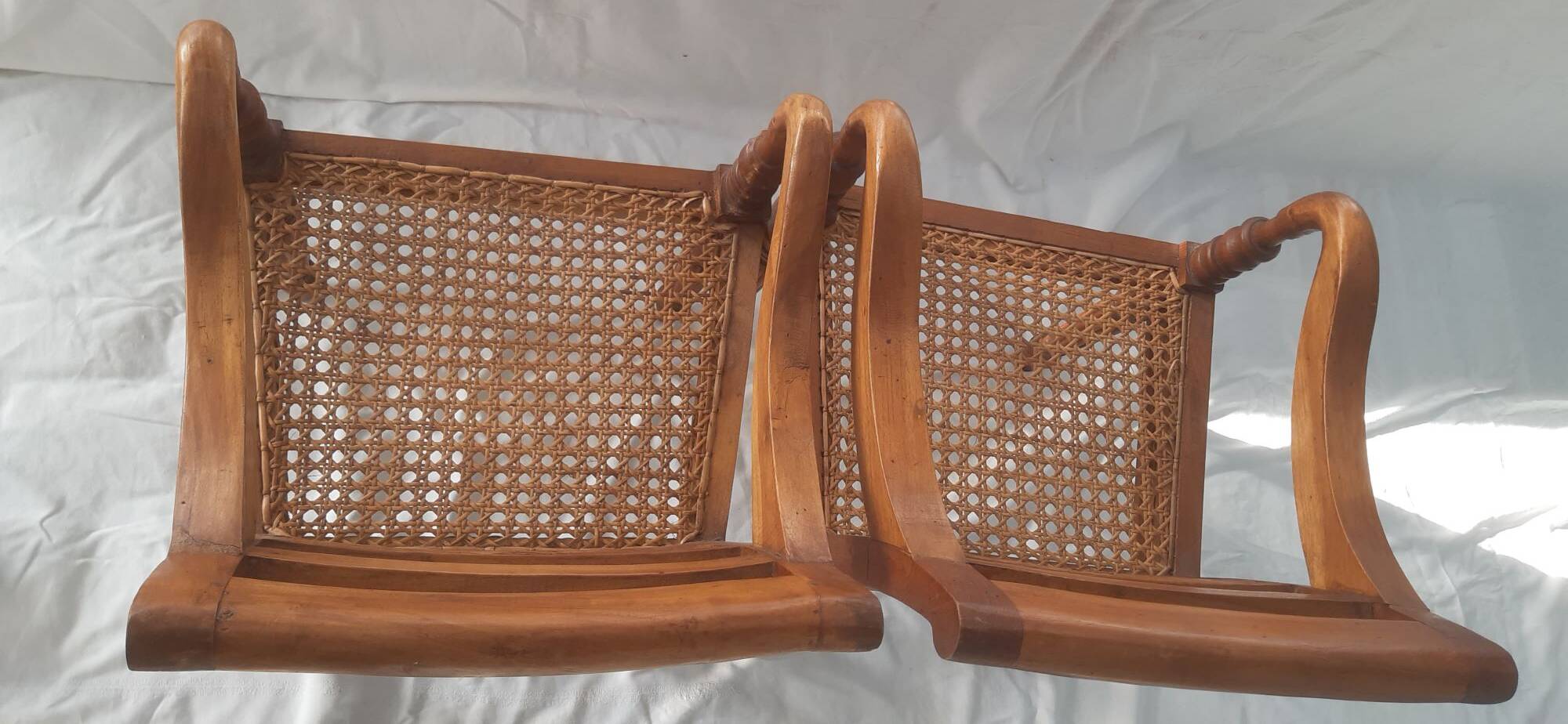 Set of two antique handcrafted children's armchairs