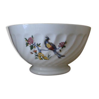White porcelain bowl peacock pattern and flowers