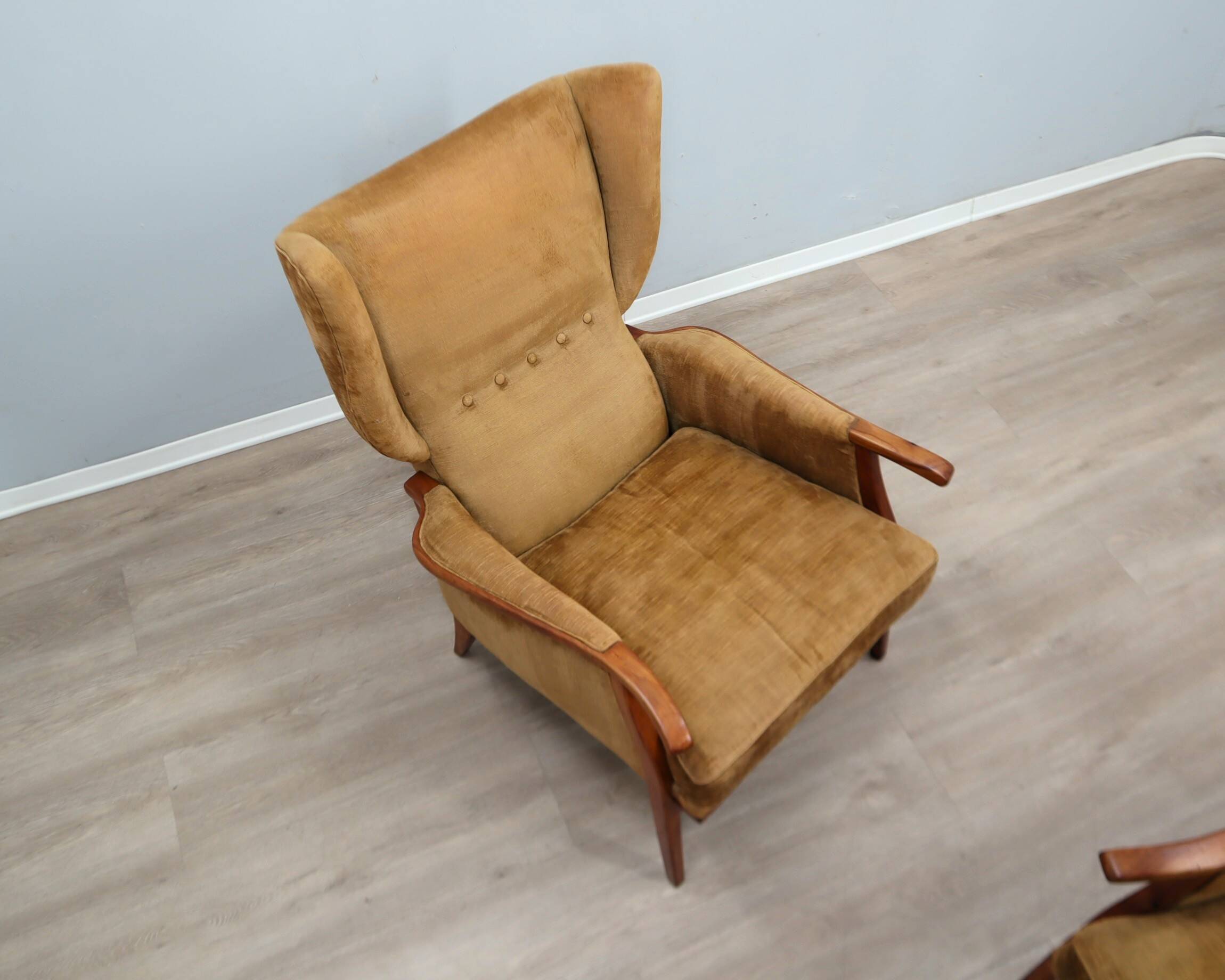 1950s Camea Italian reclining armchairs dralon velvet, set of 2