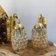 Pair of wall lights in brass and moulded bubble glass, style Helena Tynell.
