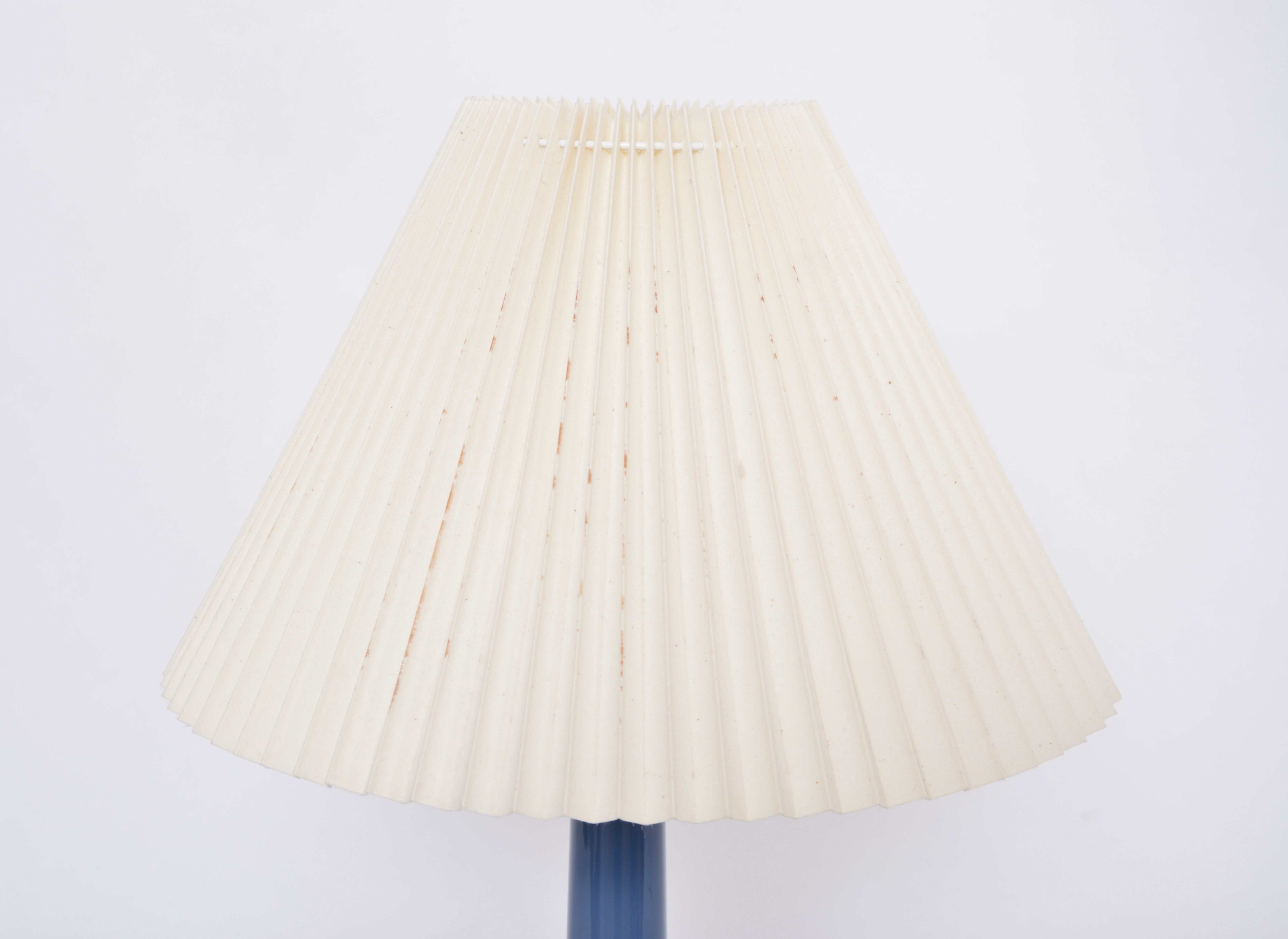 Rare blue Danish Mid-Century table lamp by Esben Klint for Holmegaard