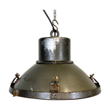 Industrial aluminium factory lamp with glass cover, 1960s