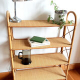 Rattan shelf on feet, vintage work 1960