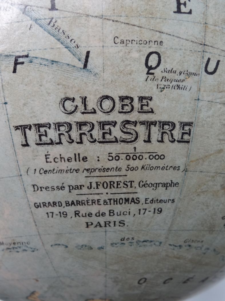 Globe Terrestrial Forest early twentieth, diam. 20 cm