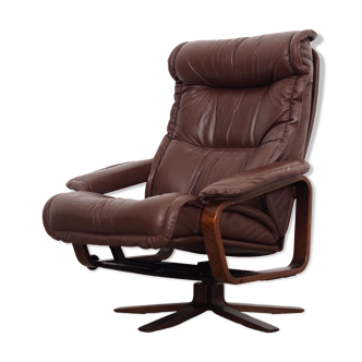 Leather swivel armchair, Danish design, 1970s, manufacture: Skippers