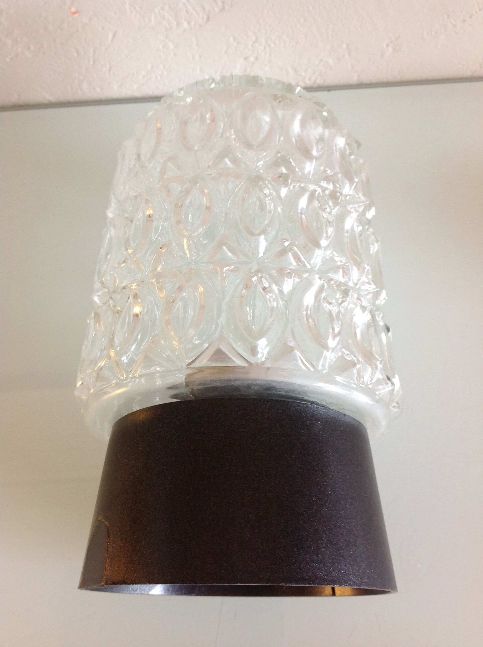 Glass ceiling light structured by RZB Leuchten, vintage 60/70s