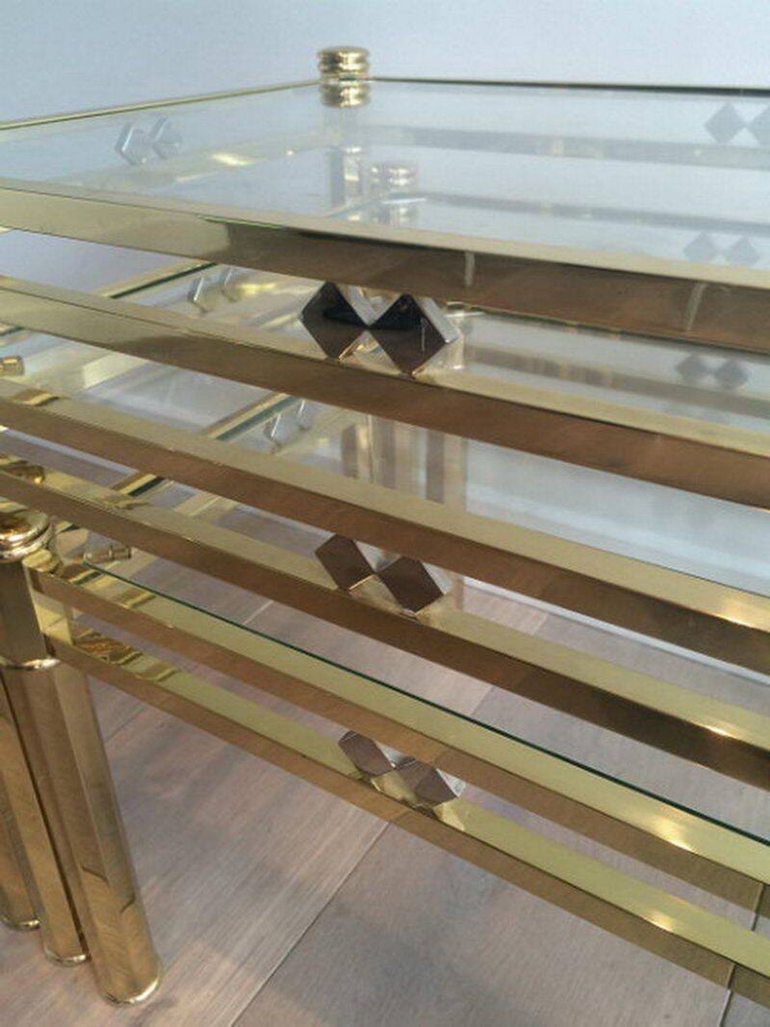Set of 3 nesting brass tables