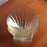 Set of 5 scallops Thick greenish glass PYREX - Vintage