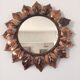 Miroir soleil vintage en métal cuivré 41x41cm