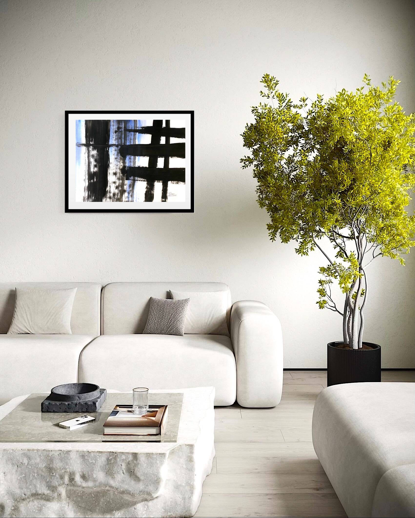 Original and unique abstract painting - Tribute to Soulages