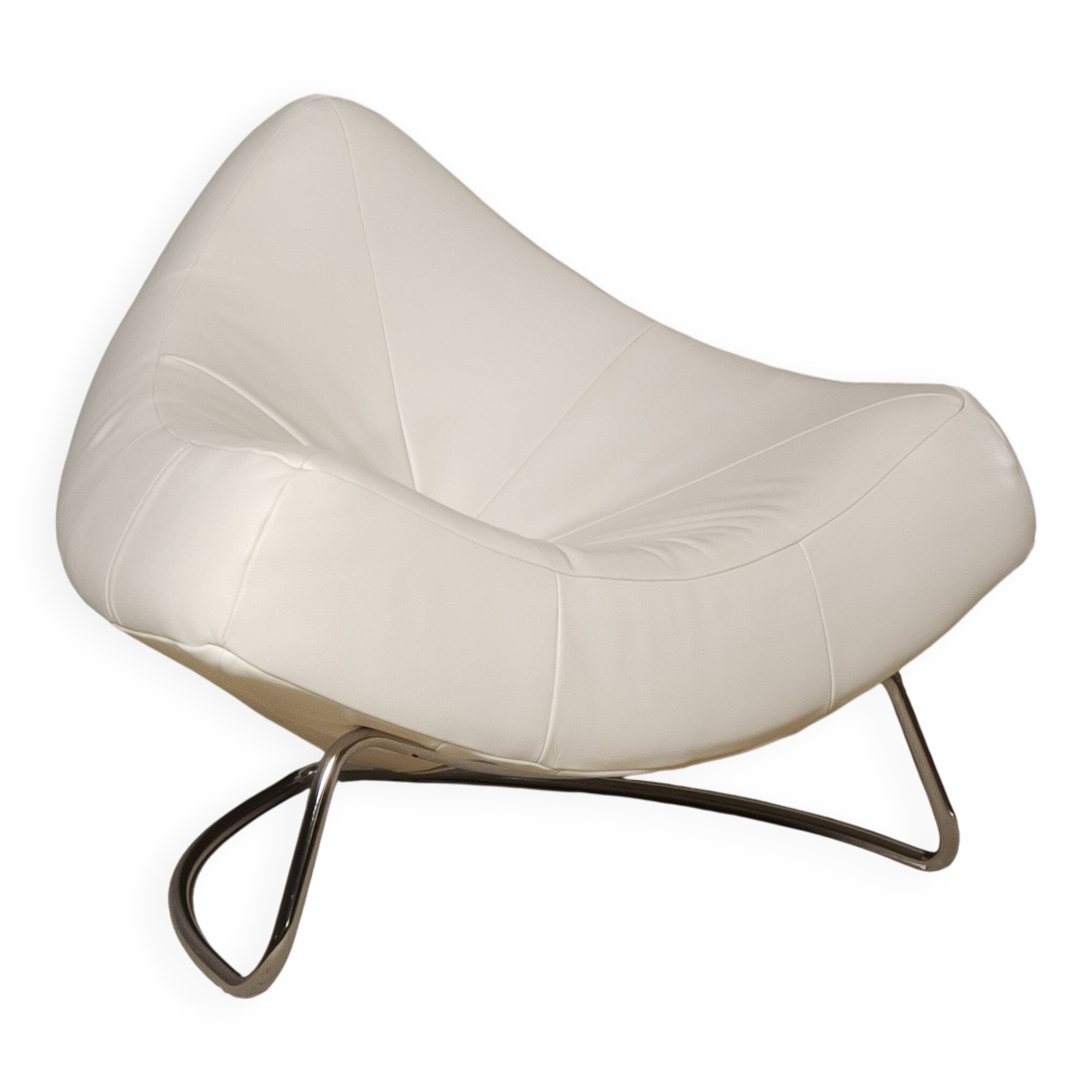 Falkenberg x Rom AG - White leather and chrome-plated steel armchair - c. 1990 - BE