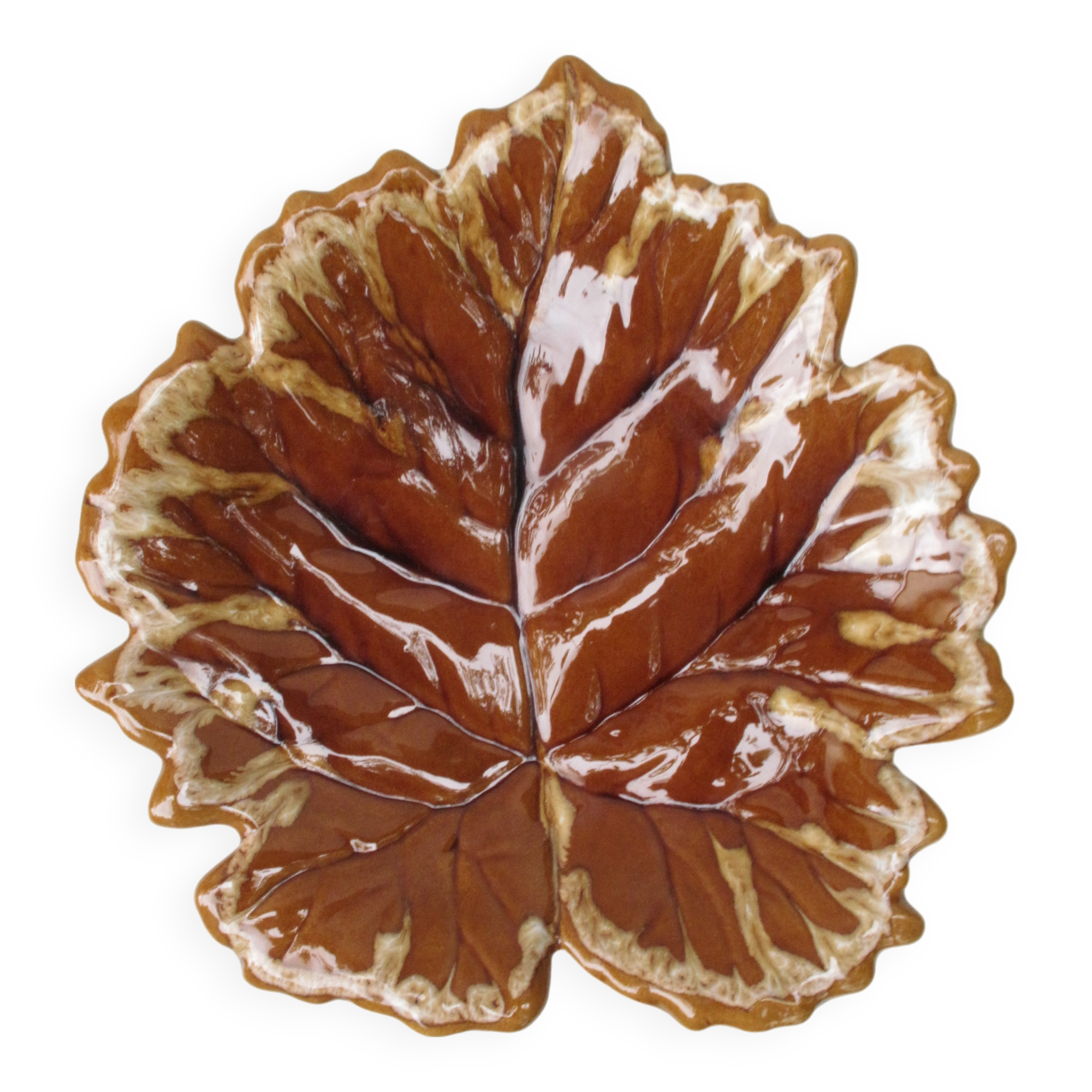 Vallauris vintage ceramic leaf pocket tray