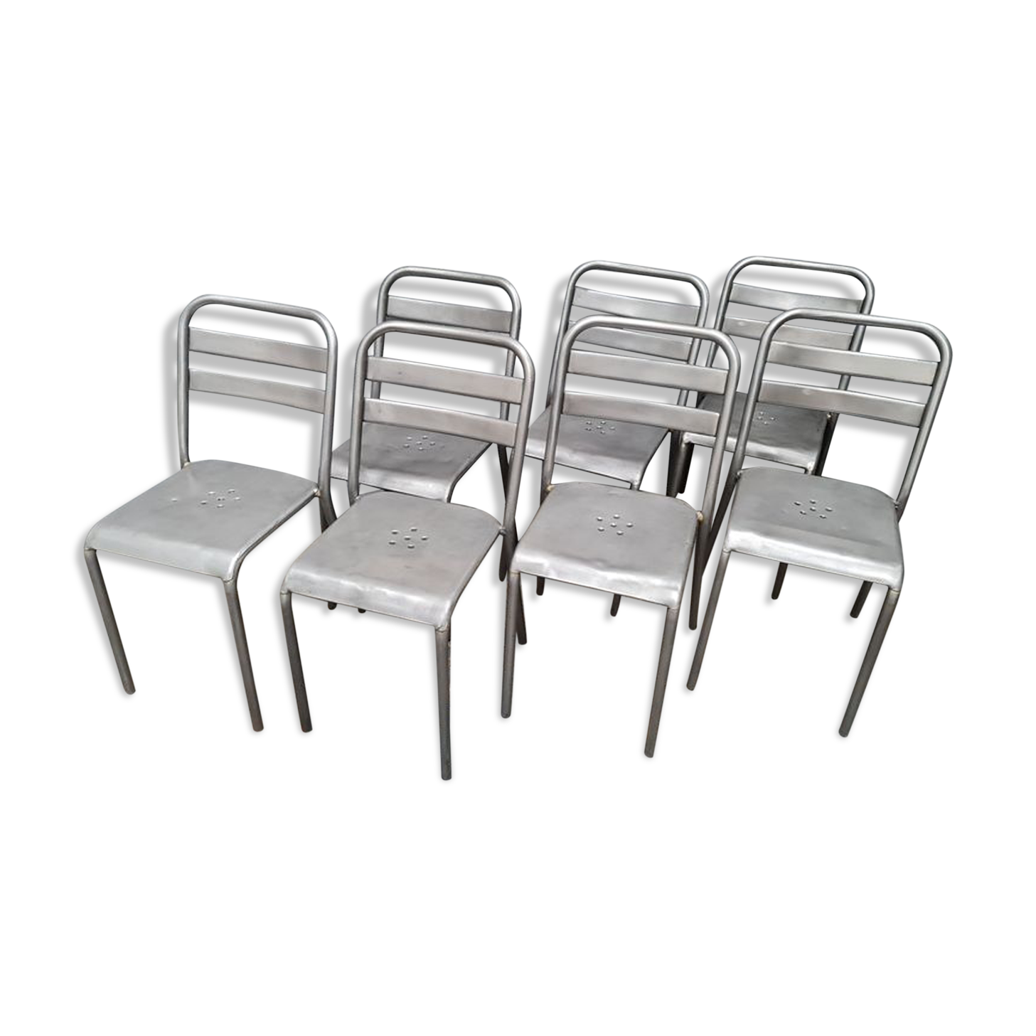 Série de six chaises Tolix patine graphite