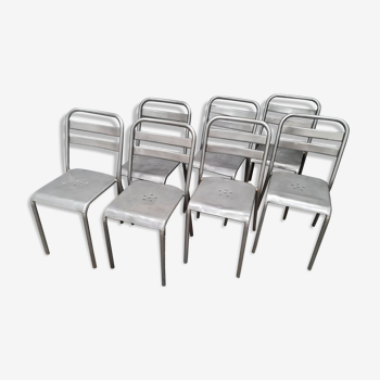 Series of six Tolix chairs patina graphite