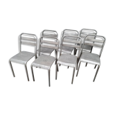 Série de six chaises Tolix patine graphite