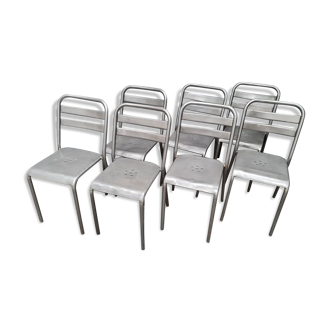 Series of six Tolix chairs patina graphite