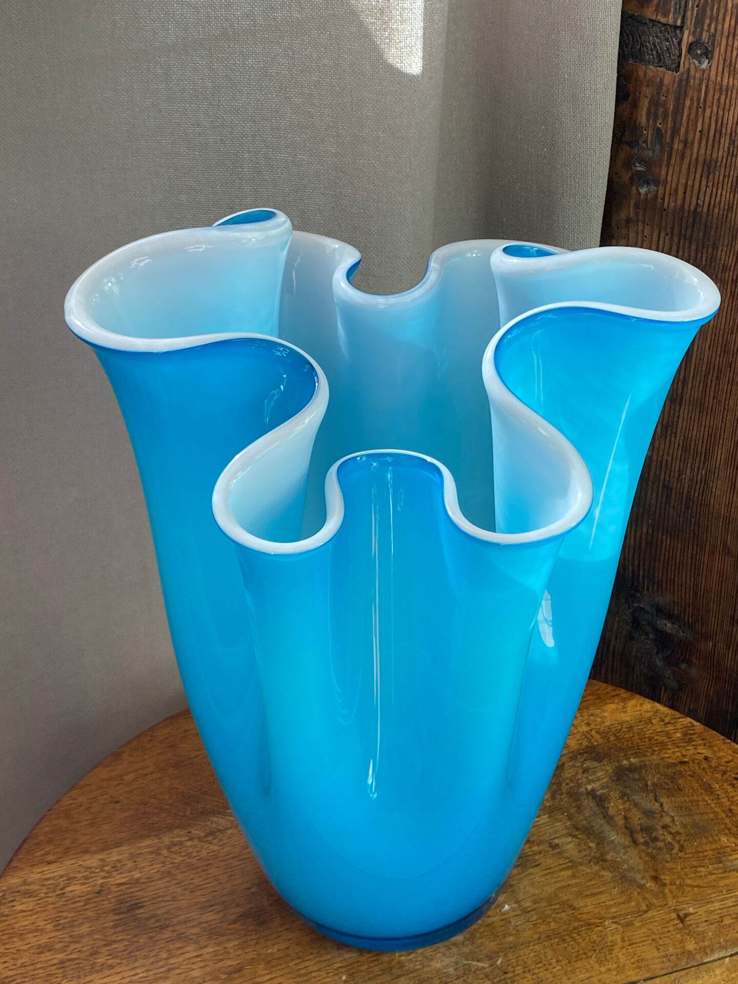 Large multi-layer glass handkerchief vase