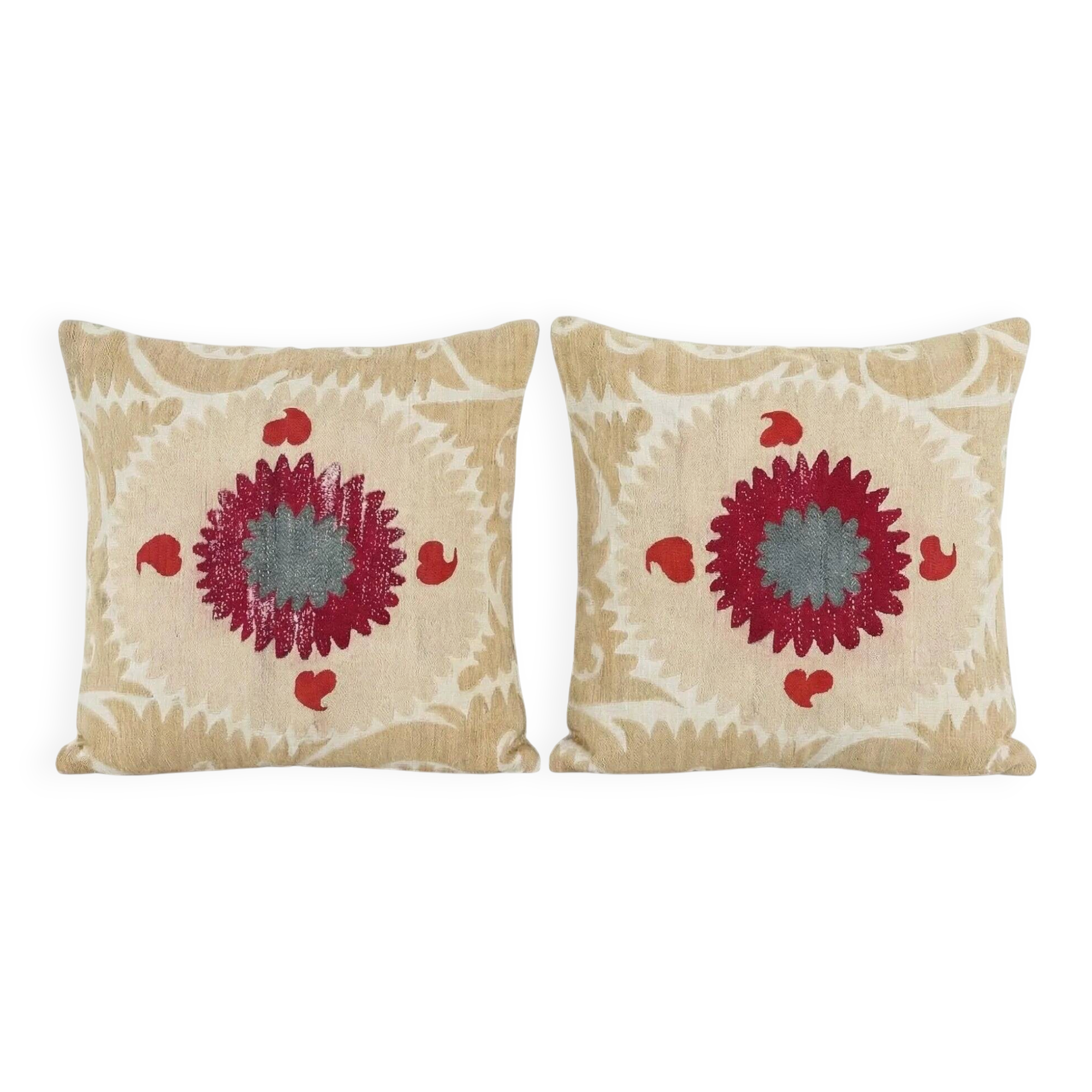 Lot de 2 housses de coussin brodées vintage 53x71 cm