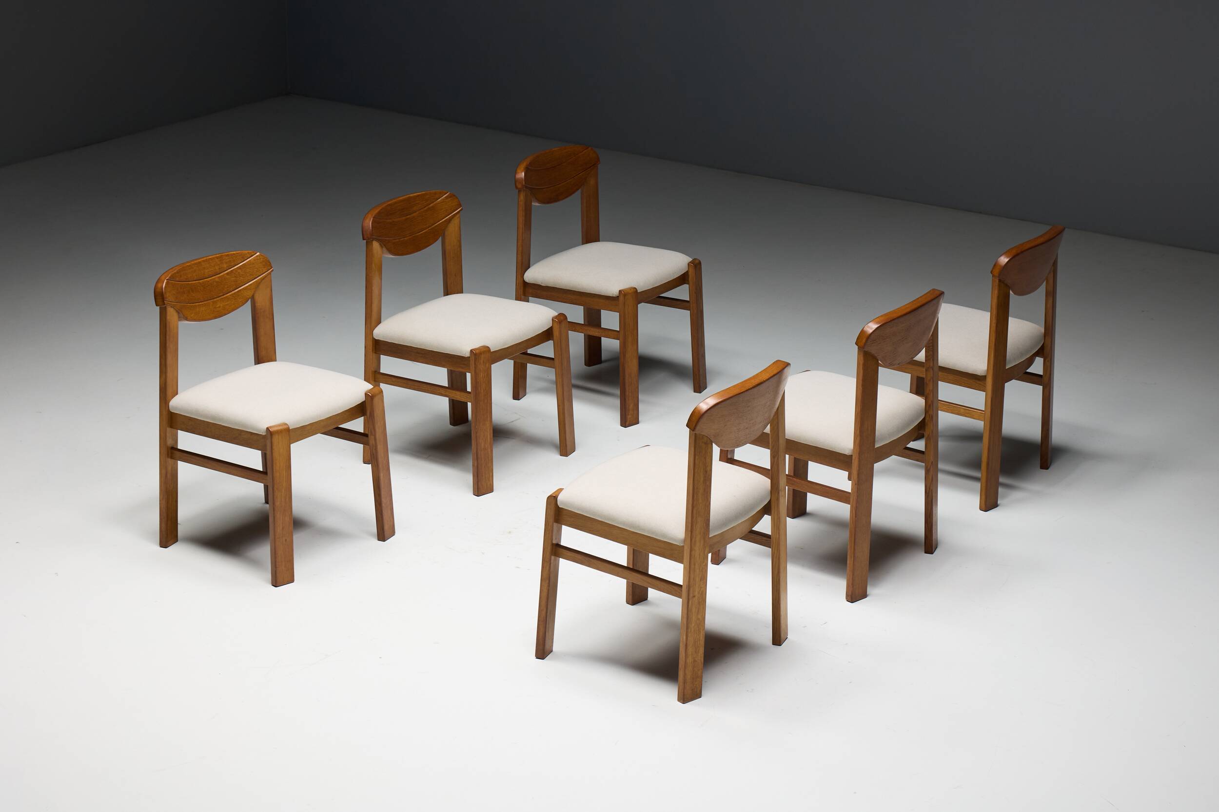 Brutalist dining chairs, France, 1960s