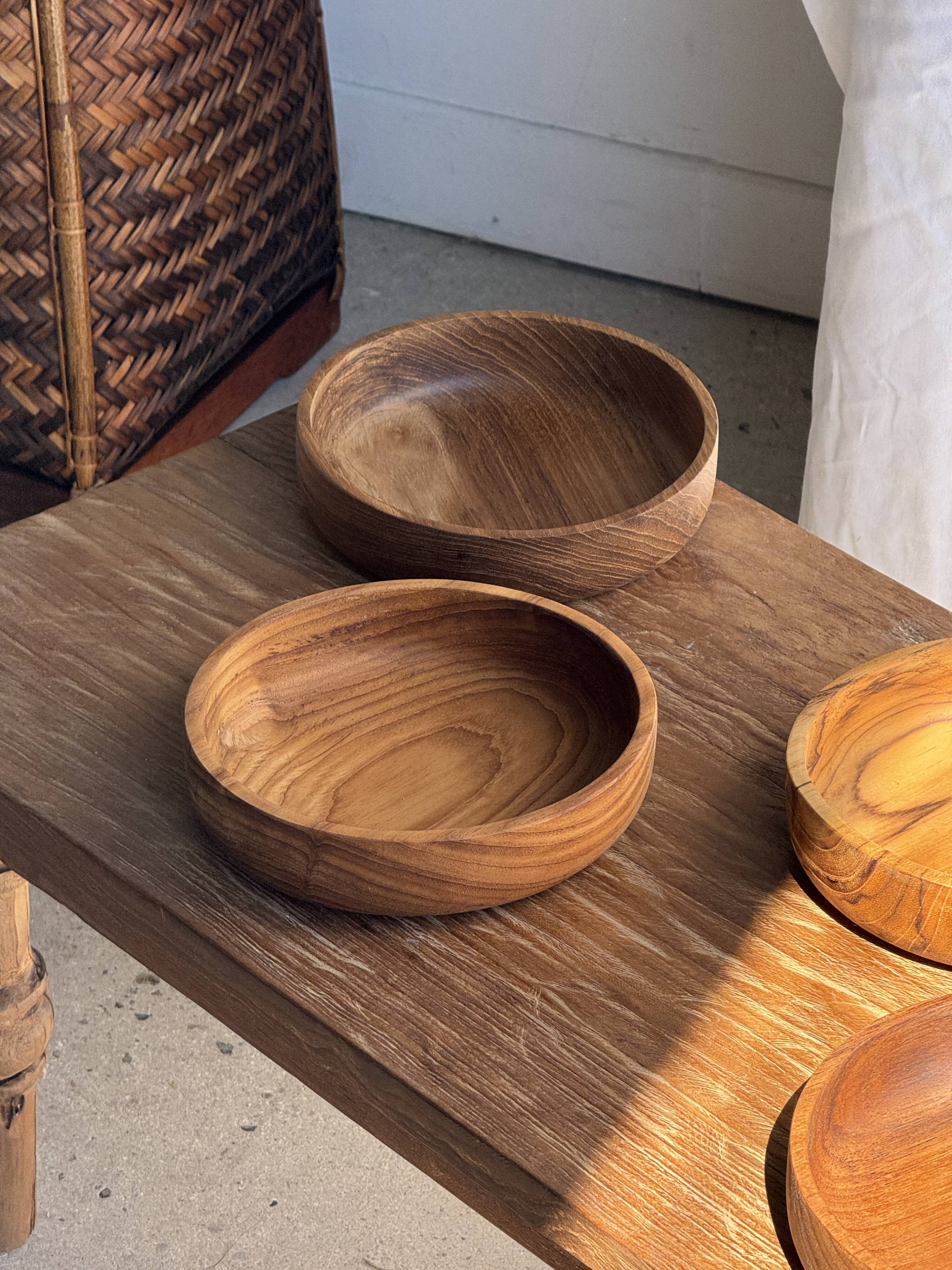 Bowl, cut or presentation plate in monoxyle teak D21 H5