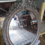 Napoleon iii period oval medal mirror, louis xv style, beveled glass