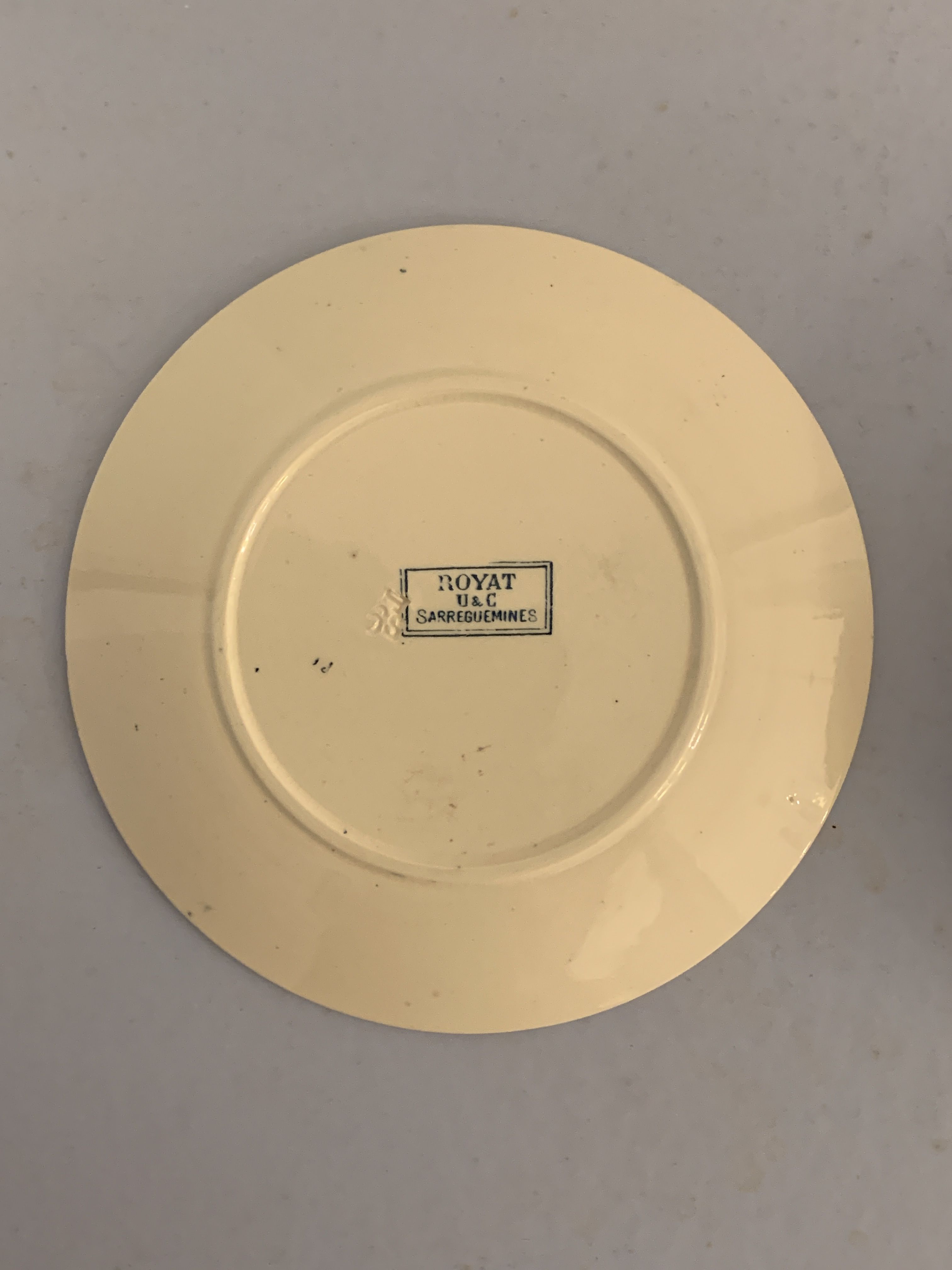 12 dessert plates and an art nouveau dish Royat de Sarreguemines