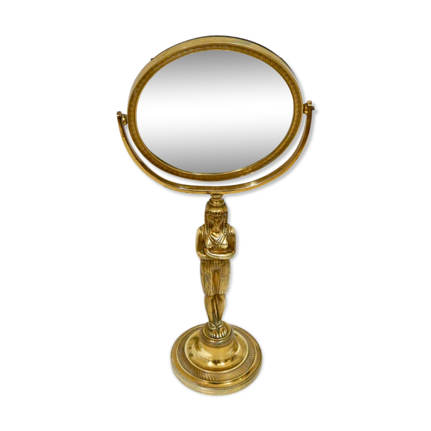 Egyptian standing mirror, made of brass 14x34cm