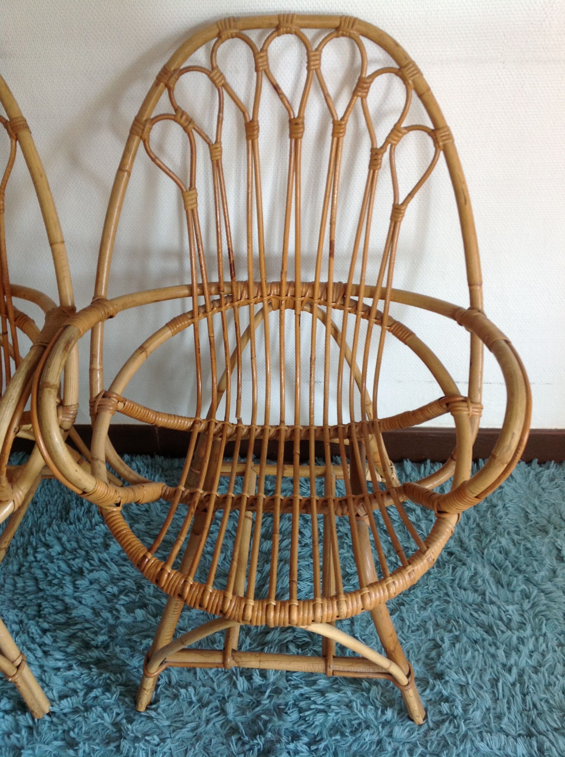 Pair of armchairs vintage 60 in rattan