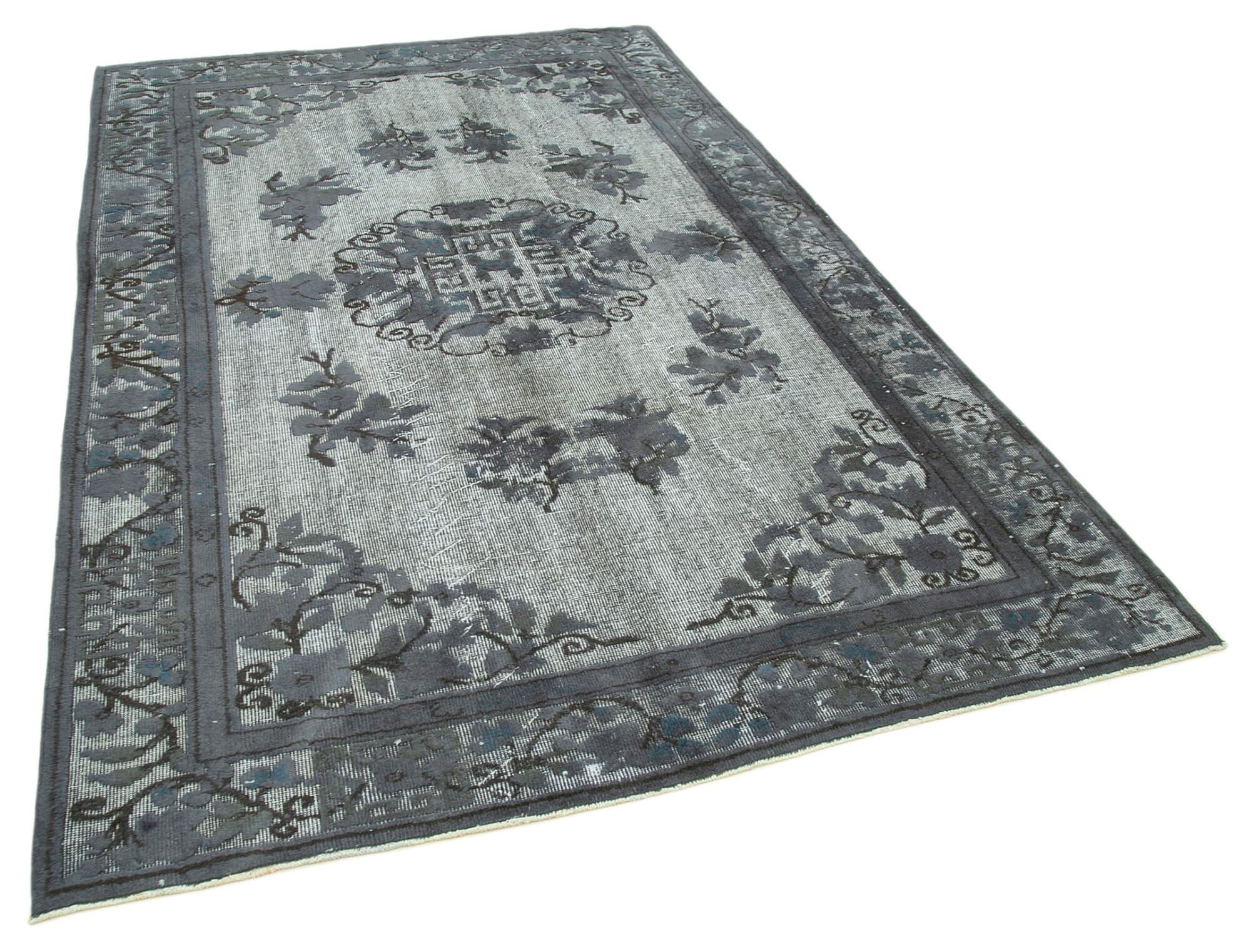 Hand-knotted unique anatolian 1980s 181 cm x 278 cm grey rug