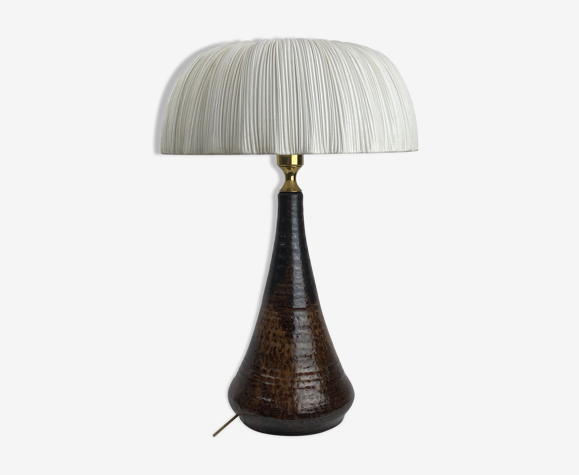 Lampe brutaliste en céramique et laiton, Allemagne années 1960