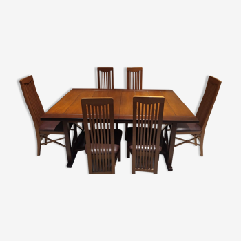 Madras dining table and 6 chairs-furniture from France
