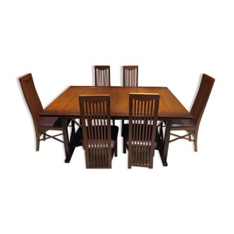 Madras dining table and 6 chairs-furniture from France