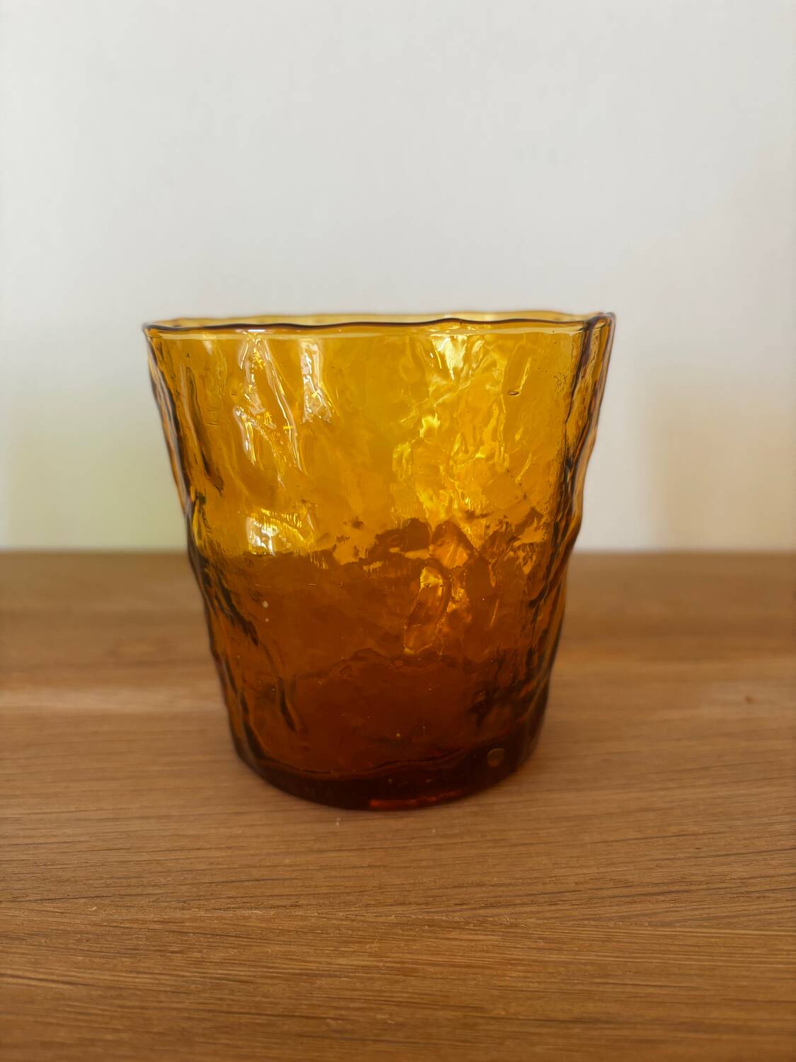 Vintage set of 6 Italian-made glasses, green and amber textured effect