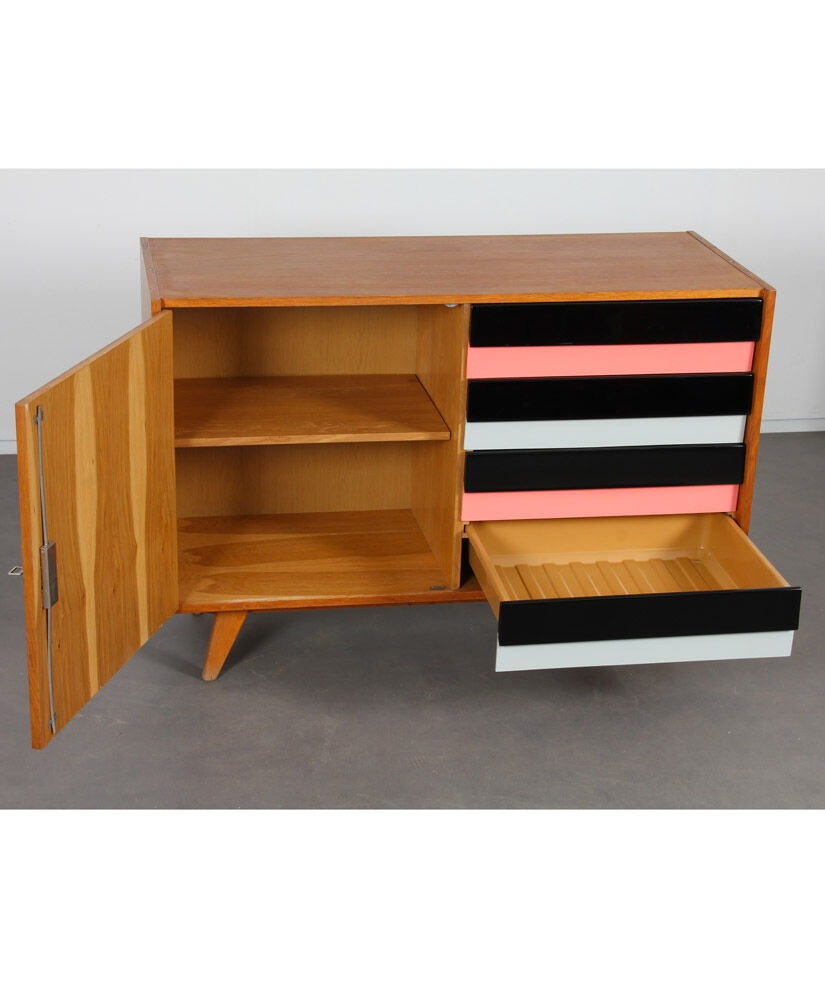 Buffet with pink drawers, model U458 by Jiri Jiroutek, 1960