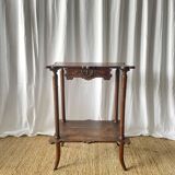 Elegant Art Nouveau side table in walnut, France early 20th century.