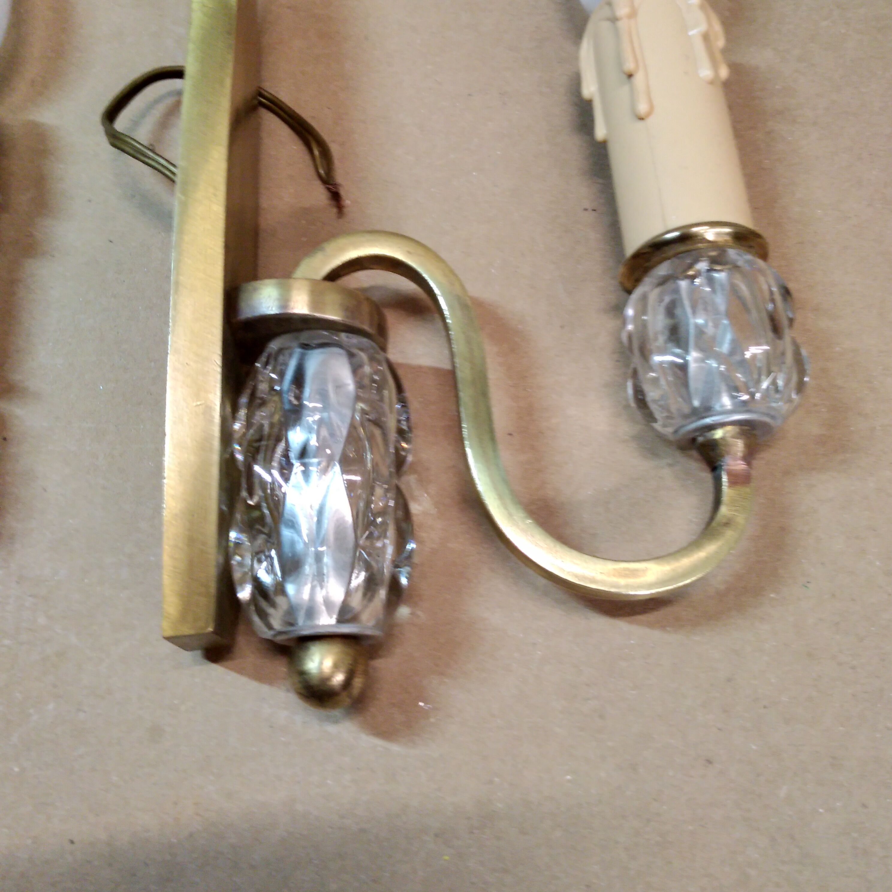 Pair of bronze and glass sconces 1940