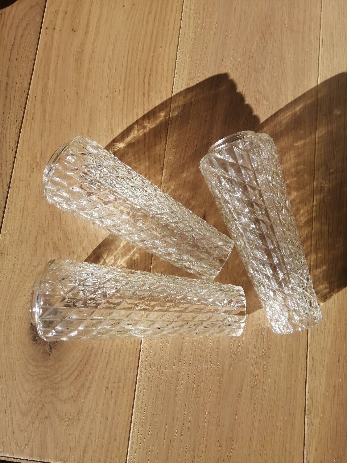 Set of 3 vintage molded glass tulips