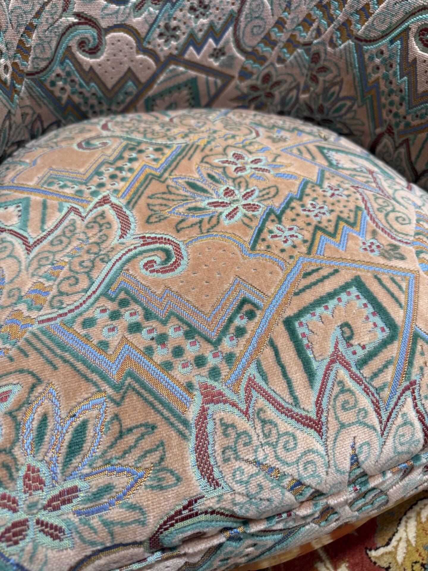 Paire de fauteuils - bergères époque Art Déco en velours coloré
