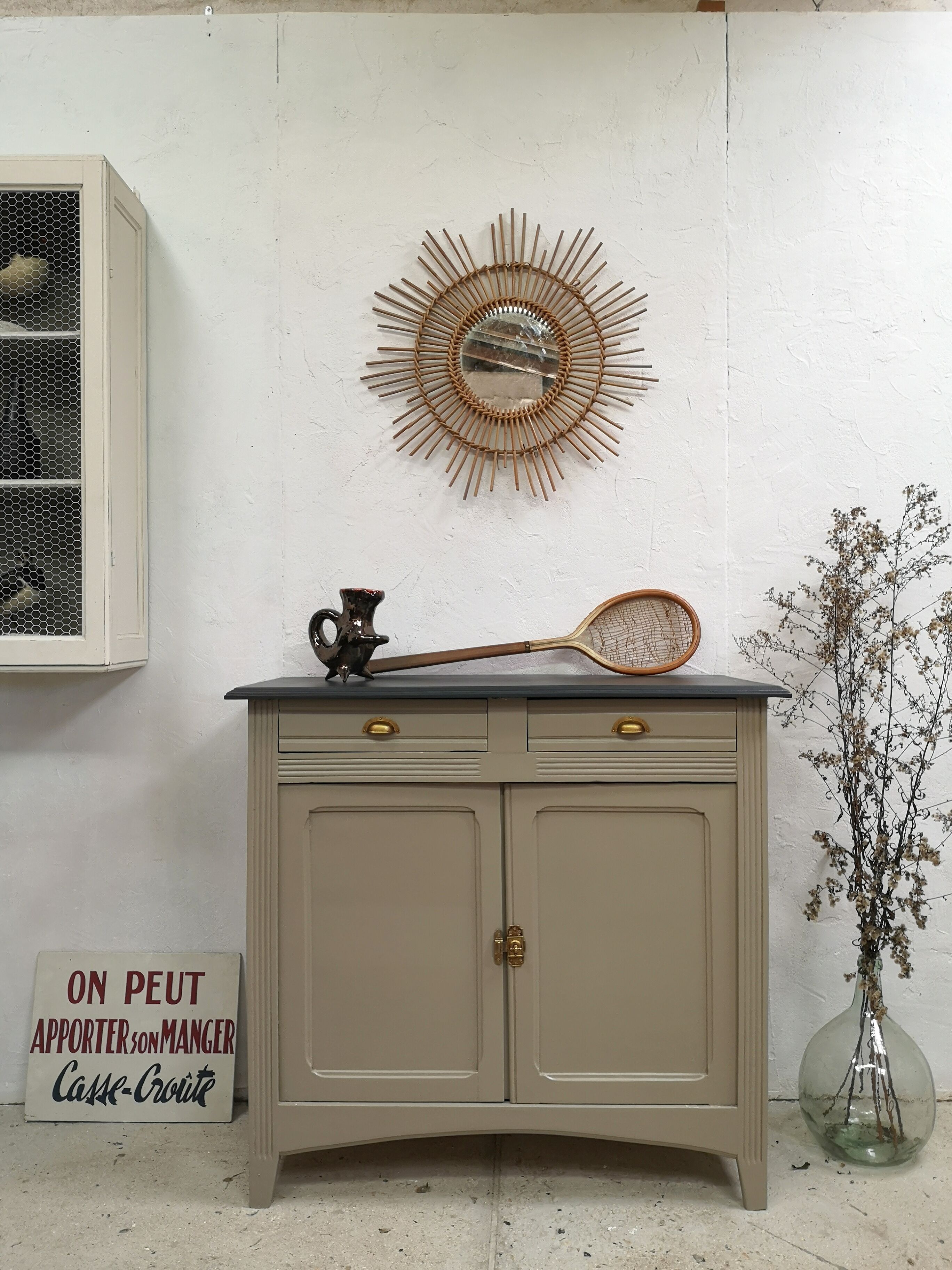 Buffet old Parisian patina shabby chic gustavien loft