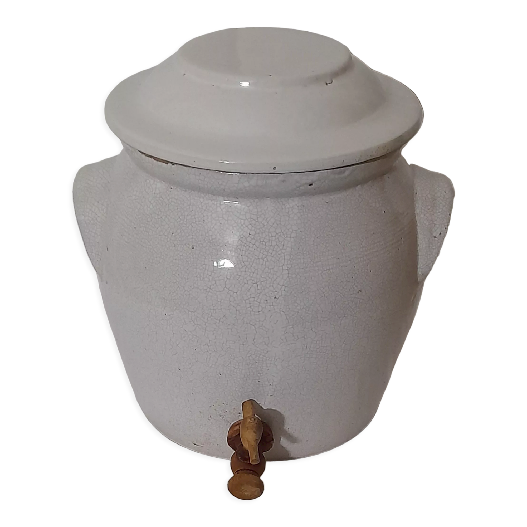 Vinaigrier engrès émaillé blanc  H 26 cm 3 L