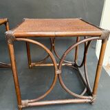 Pair of end of sofa bedside rattan