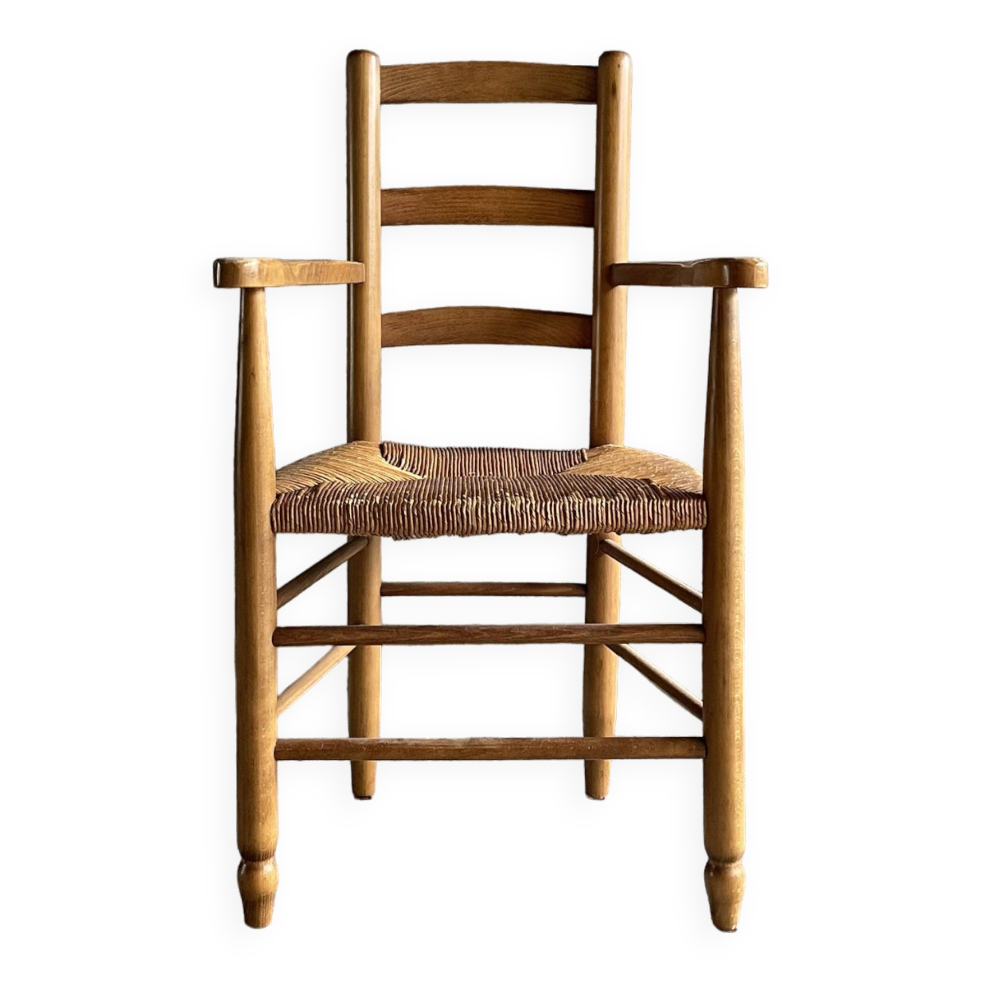 Straw chair with armrests, France