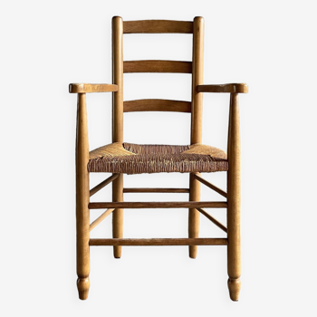 Straw chair with armrests, France