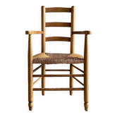 Straw chair with armrests, France
