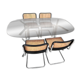 Table with 4 Cesca chairs by Marcel Breuer for Gavina, 1960s