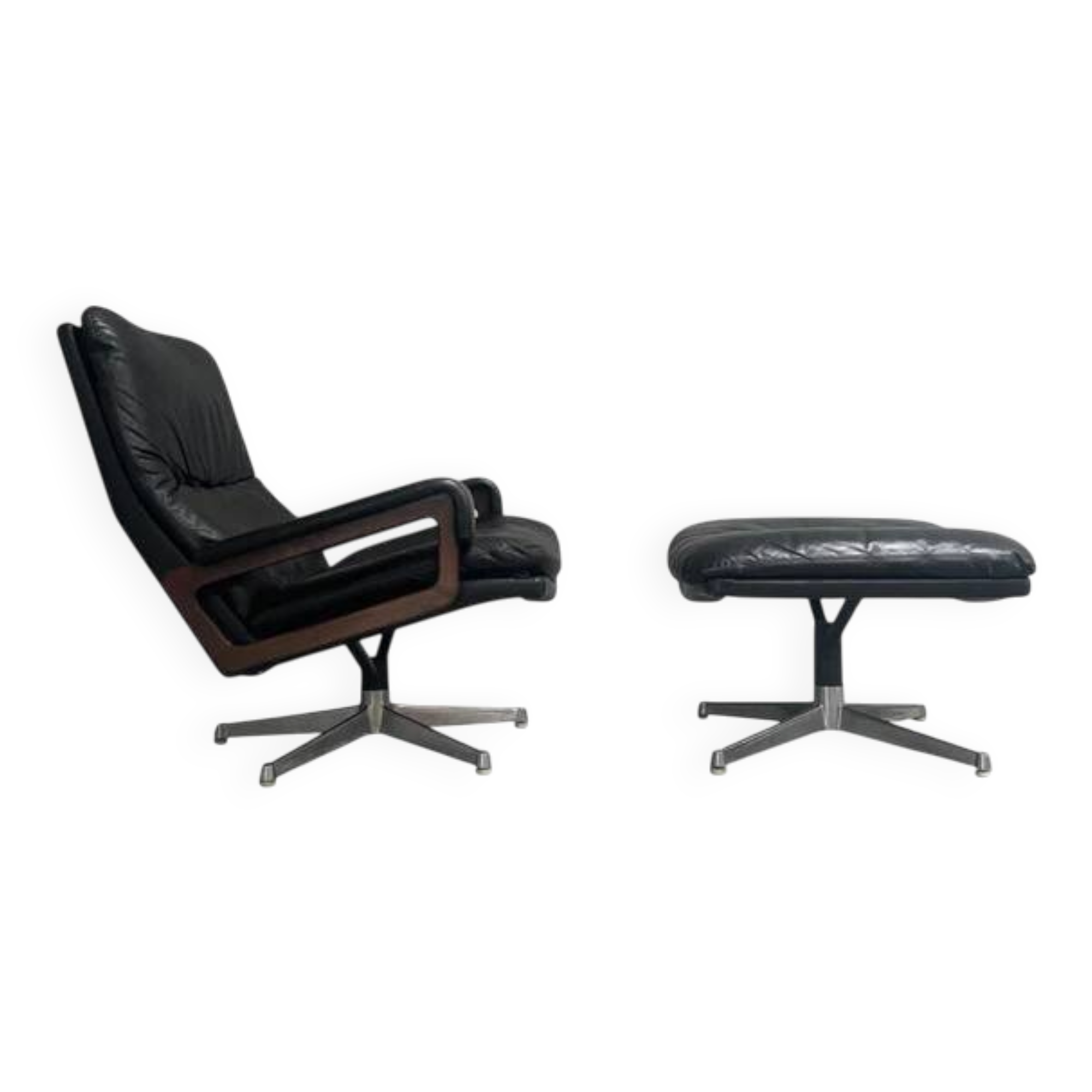 King chair with hocker by Strässle, 1960s
