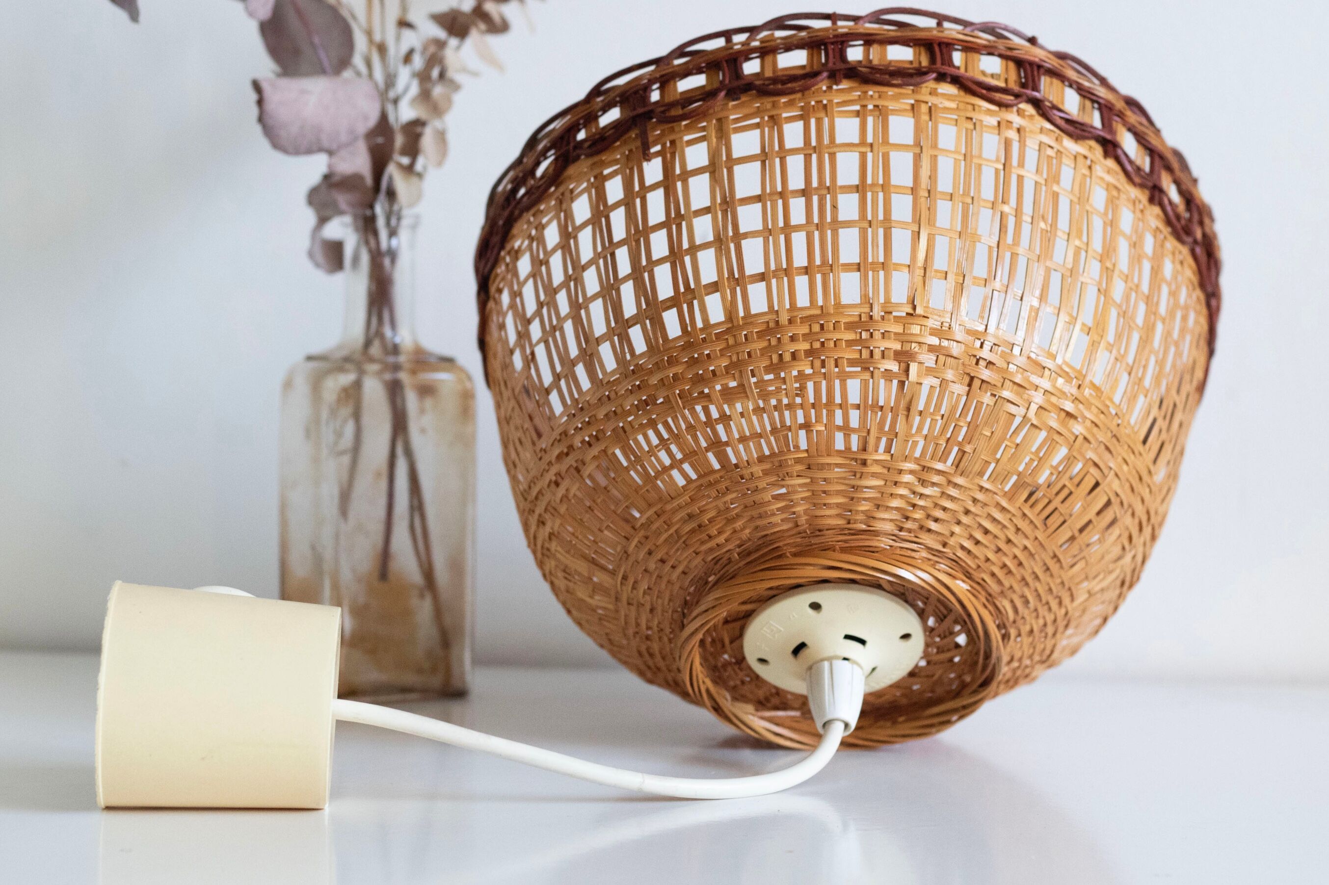 Vintage wicker pendant lamp