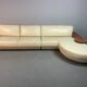 Exceptional Mid-Century Frighetto Italian Cream Leather Landscape Sofa with