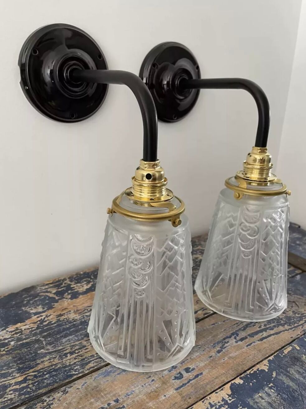 Pair of art deco wall lights